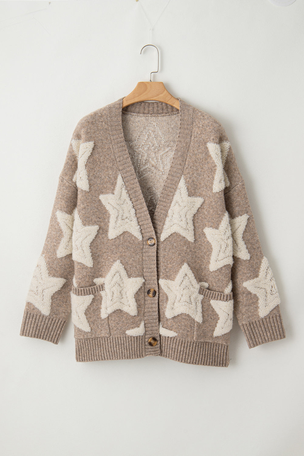 Sherpa Star Cozy Knit Cardigan Threaded Pear