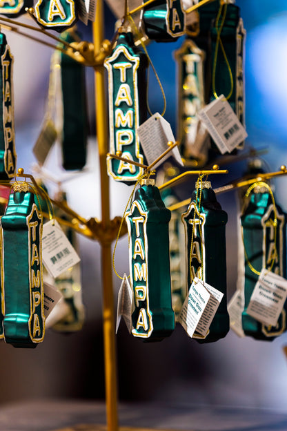 Tampa Theatre Blade Sign Glass Ornament Visit Tampa Bay