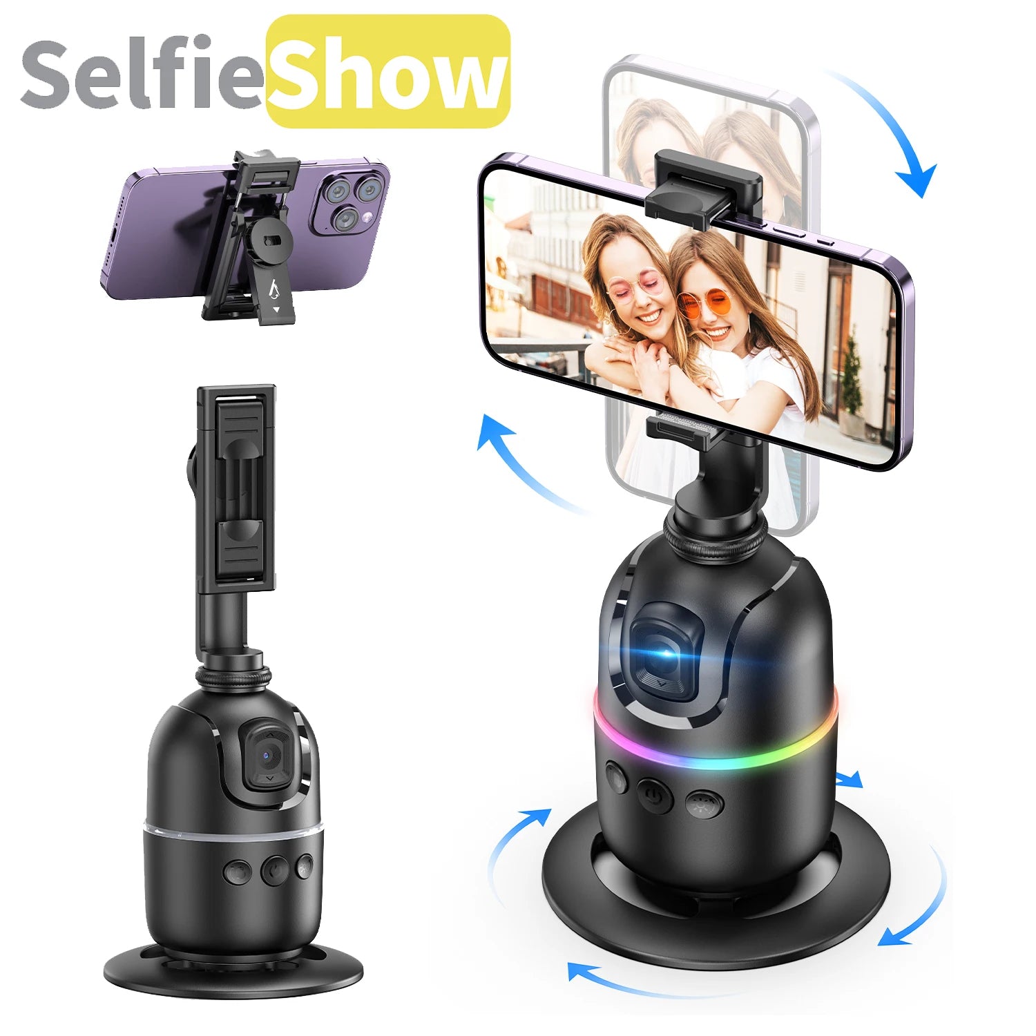 Selfieshow P03 Stabilizer 360°Auto Face Tracking AI Gimbal All-in-one Desktop Phone Holder Tripod For Smartphone Video Vlog Live Chris and Alexa Store