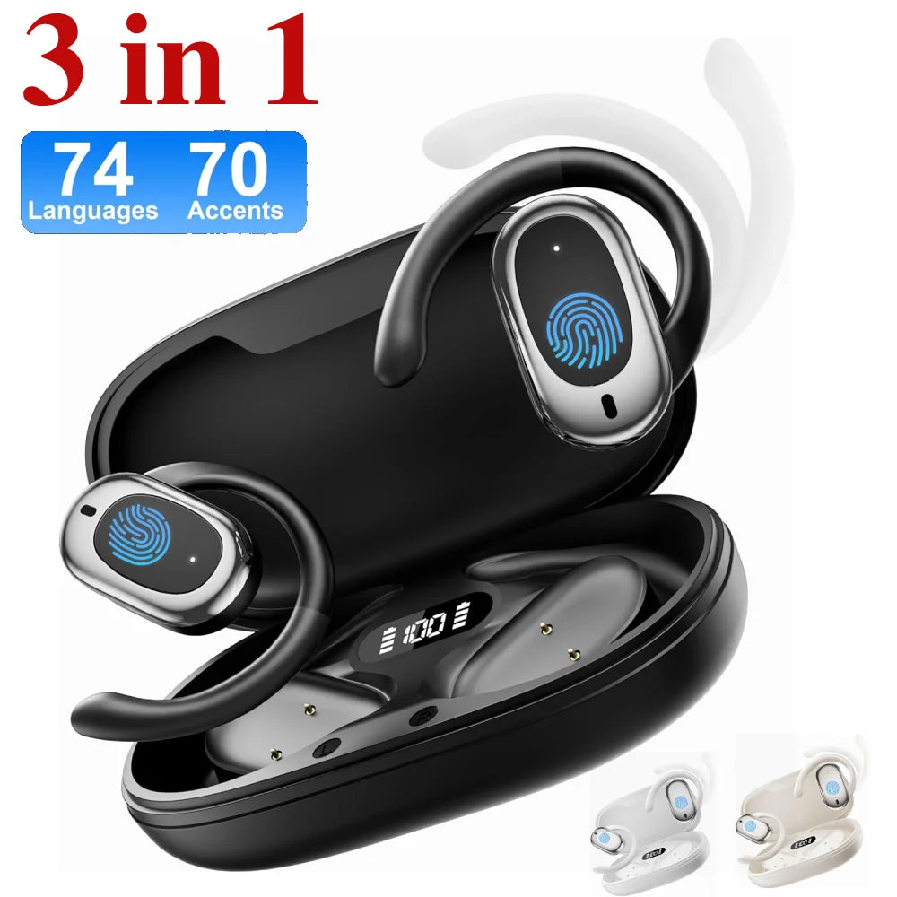 144 Languages Real Time Translator Earbuds 3-in-1 Translation Earphones Noise Cancelling Waterproof Car AI Translator Earbuds Chris and Alexa Store