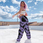 Women's new elastic tie-dye rainbow color slimming casual pants street shooting women's trousers printed pants Doba