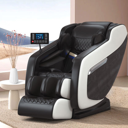 Massage chair, full body zero gravity recliner, with hip heating, foot massage and air massage system, suitable for mom/dad (pure black). Doba