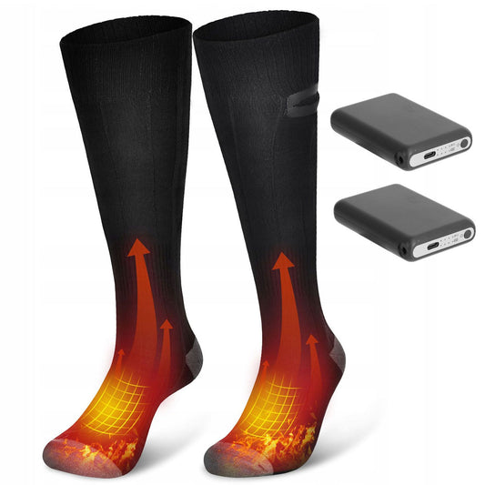 Rechargeable Electric Heated Socks for Men and Women - Battery-Powered Foot Warmers with 4 Adjustable Temperature Levels, Machine Washable for Indoor and Outdoor Use Doba