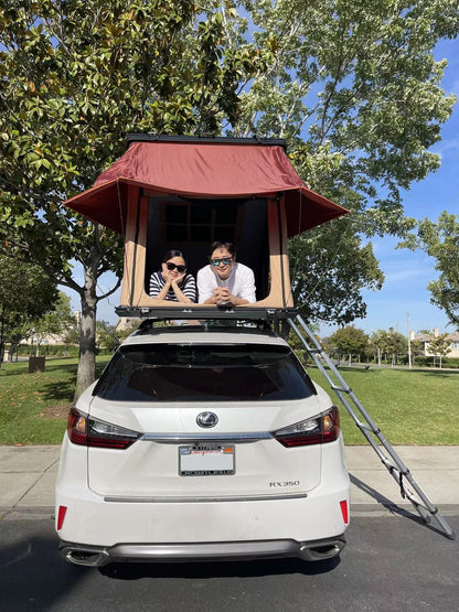 Trustmade Triangle Aluminium Black Hard Shell Beige Rooftop Tent Scout MAX Series ;  With Two Rainflies of Different Colors Doba