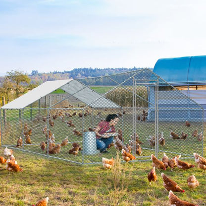 20 x 10 ft Large Metal Chicken Coop, Walk-in Poultry Cage Chicken Hen Run House with Waterproof Cover, Rabbits Cats Dogs Farm Pen for Outdoor Backyard Farm Garden Doba