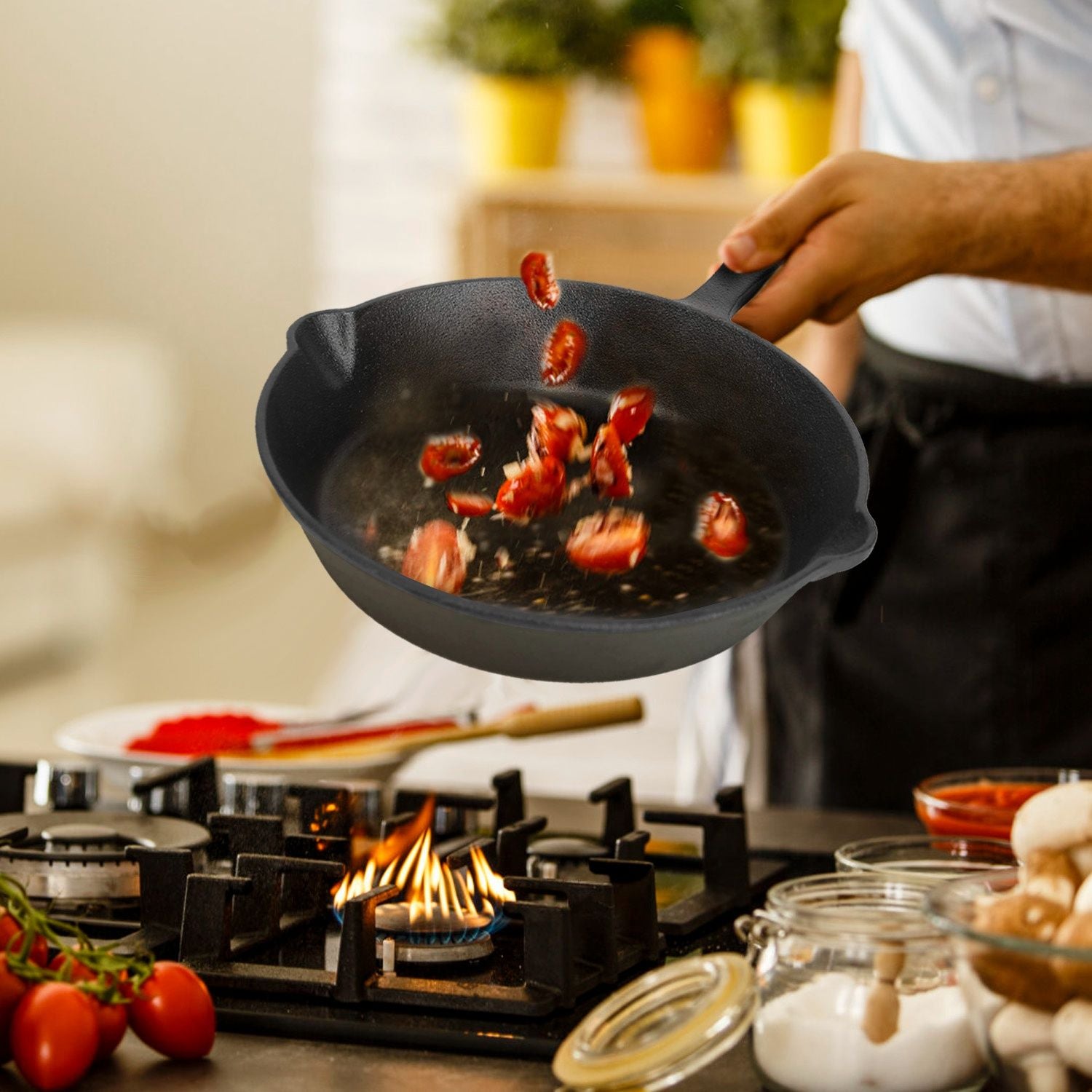 3-Piece Pre-Seasoned Cast Iron Skillet Set – Versatile Non-Stick Frying Pans (6in, 8in, 10in) – Durable Oven Safe Cookware Doba