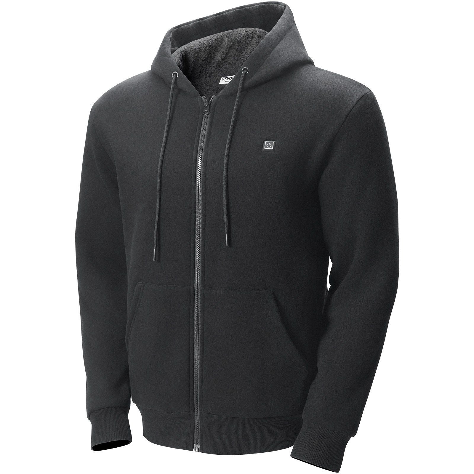 VEVOR Unisex Heated Zip-Up Hoodie with Rechargeable Battery - XXXL Black for Men & Women Doba