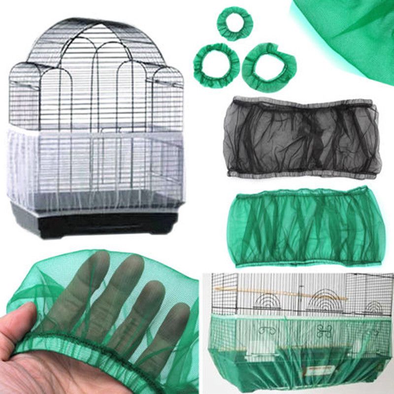 3-Pack Nylon Mesh Bird Cage Seed Catcher Cover for Medium and Small Birds - Soft, Easy to Clean, Airy Fabric Doba