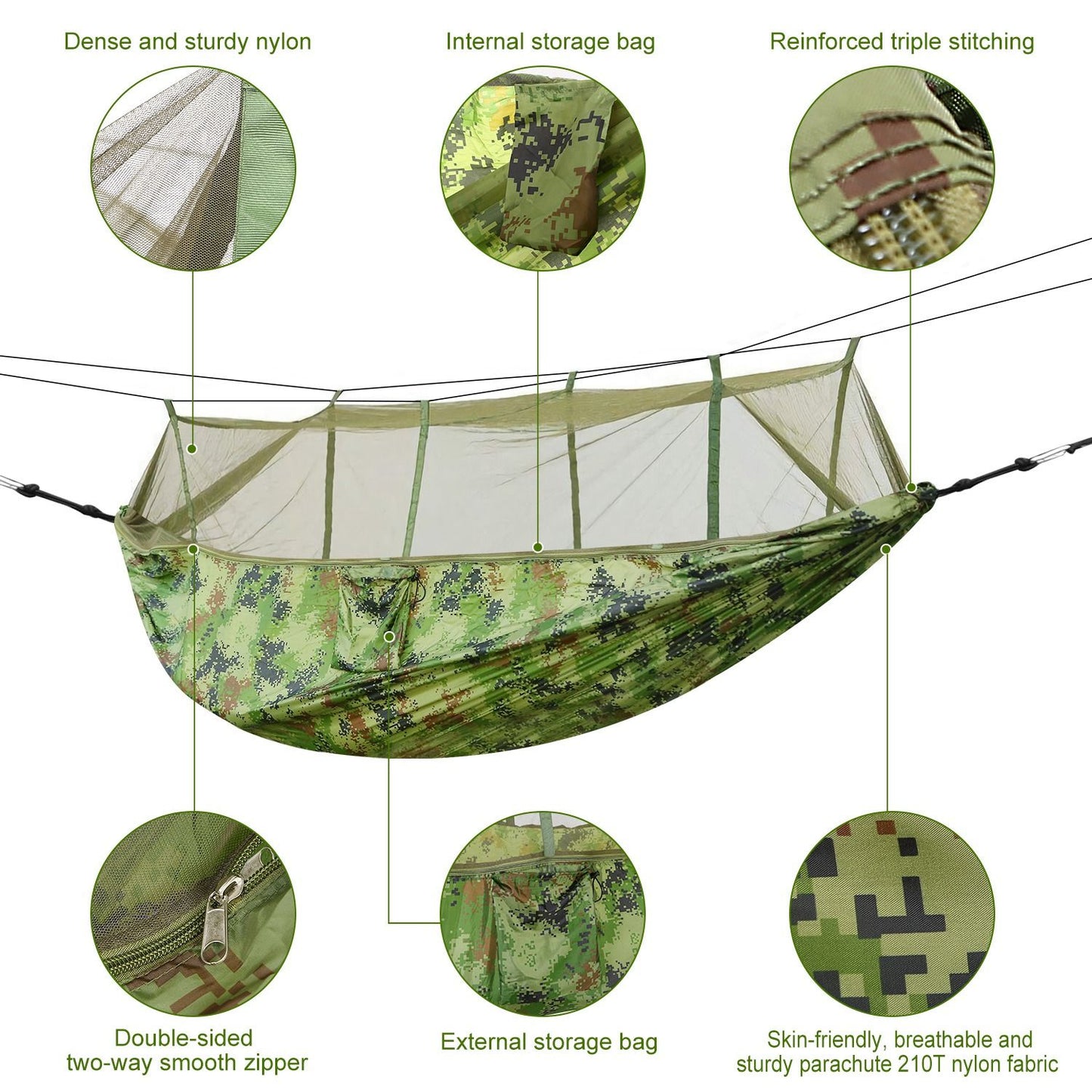 Camping Hammock with Mosquito Net, Portable Double Hammock Tent Load Two People with 2 Straps, Best for Outdoor Garden Hiking Travelable Double Hammock Tent Load Two People with 2 Straps, Best for Outdoor Garden Hiking Travel Doba