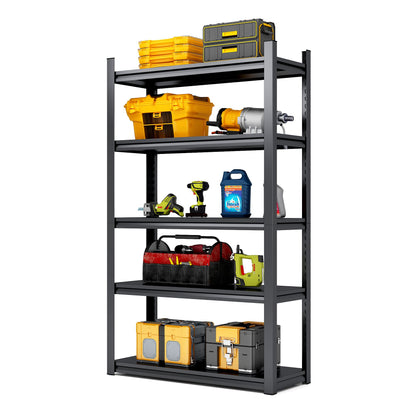 Heavy Duty 78"H 5-Tier Adjustable Metal Shelving Unit - 2000LBS Capacity Storage Rack for Garage, Kitchen, and More, Black Doba