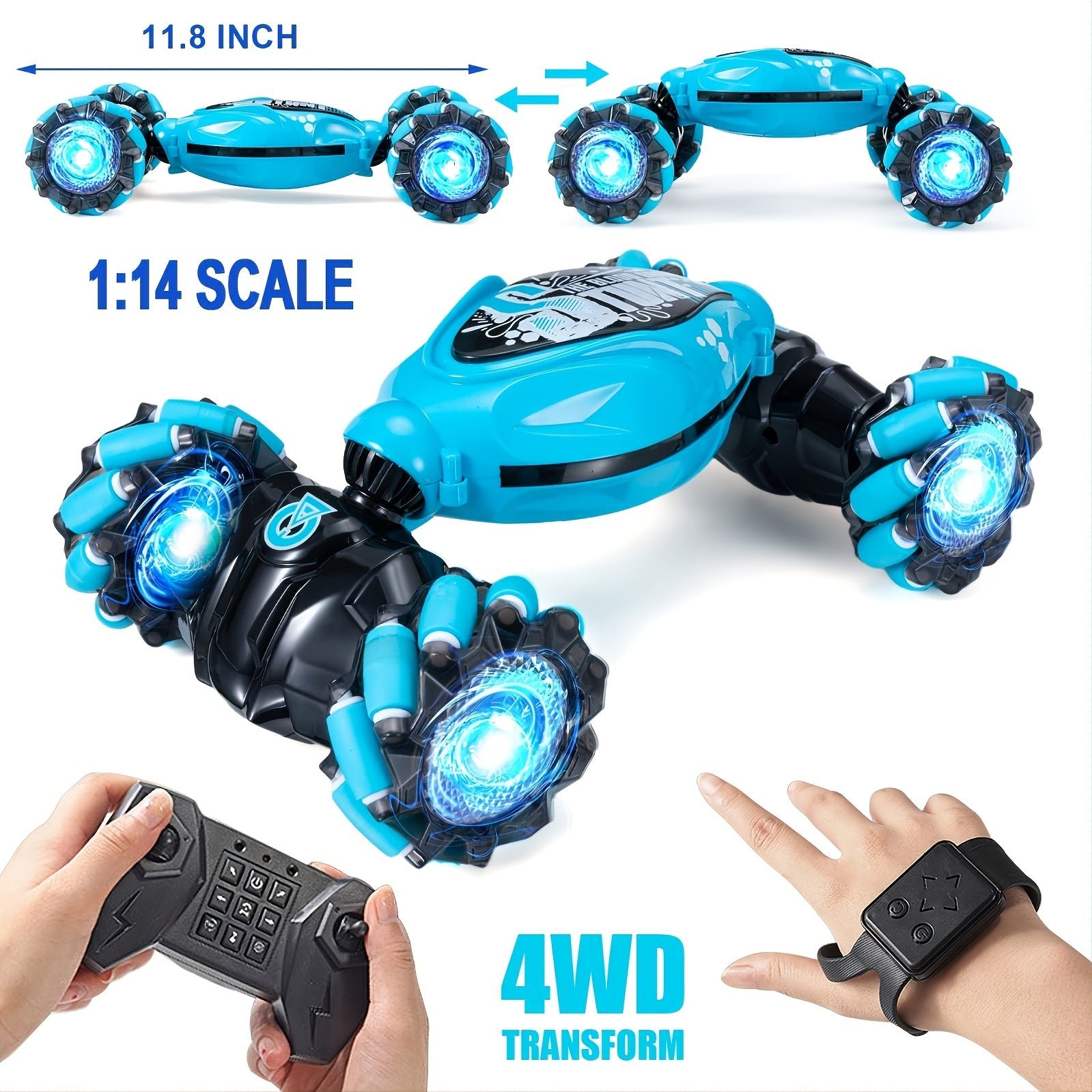 Gesture RC Car; 4WD 2.4G Remote Control Car Foe Boys And Adults; Hand Controlled RC Car; All Terrains Monster Trucks For Boys Gusture RC Stunt Car 360° Flips Gift For Age 4-12 With Light Music Doba