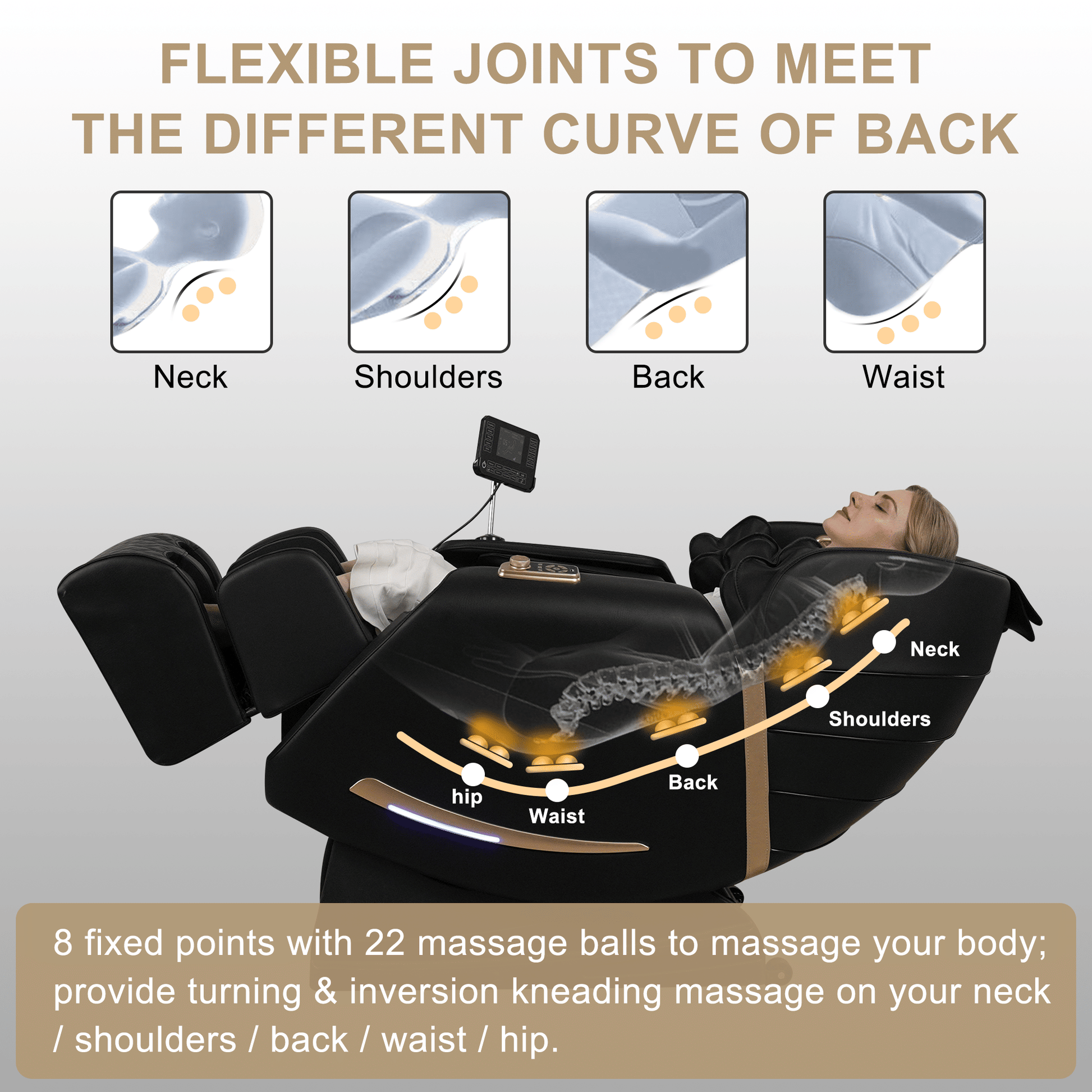 Full Body Massage Chair With Zero Gravity Recliner,with two control panel: Smart large screen & Rotary switch,spot kneading and Heating,Airbag coverage,Suitable for Home Office Doba