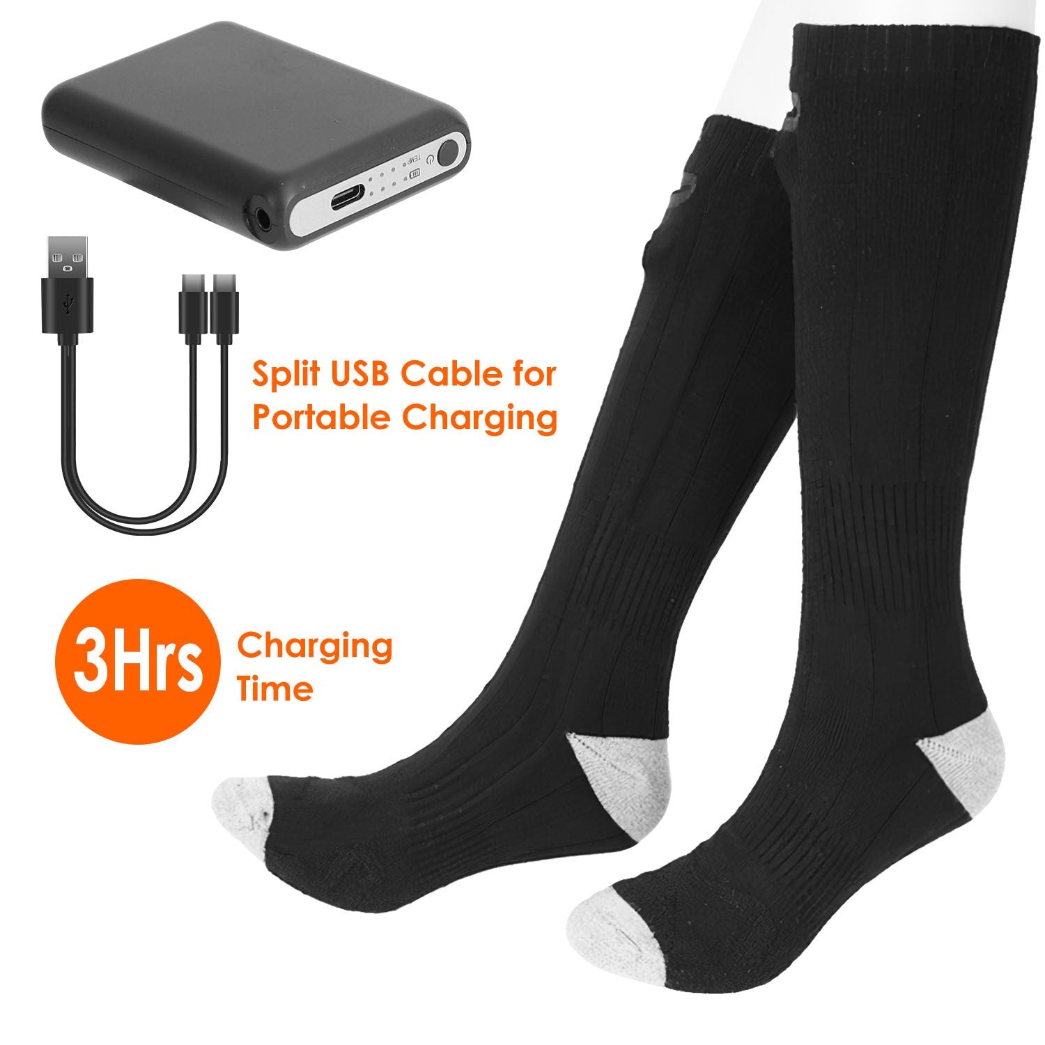 Rechargeable Electric Heated Socks for Men and Women - Battery-Powered Foot Warmers with 4 Adjustable Temperature Levels, Machine Washable for Indoor and Outdoor Use Doba