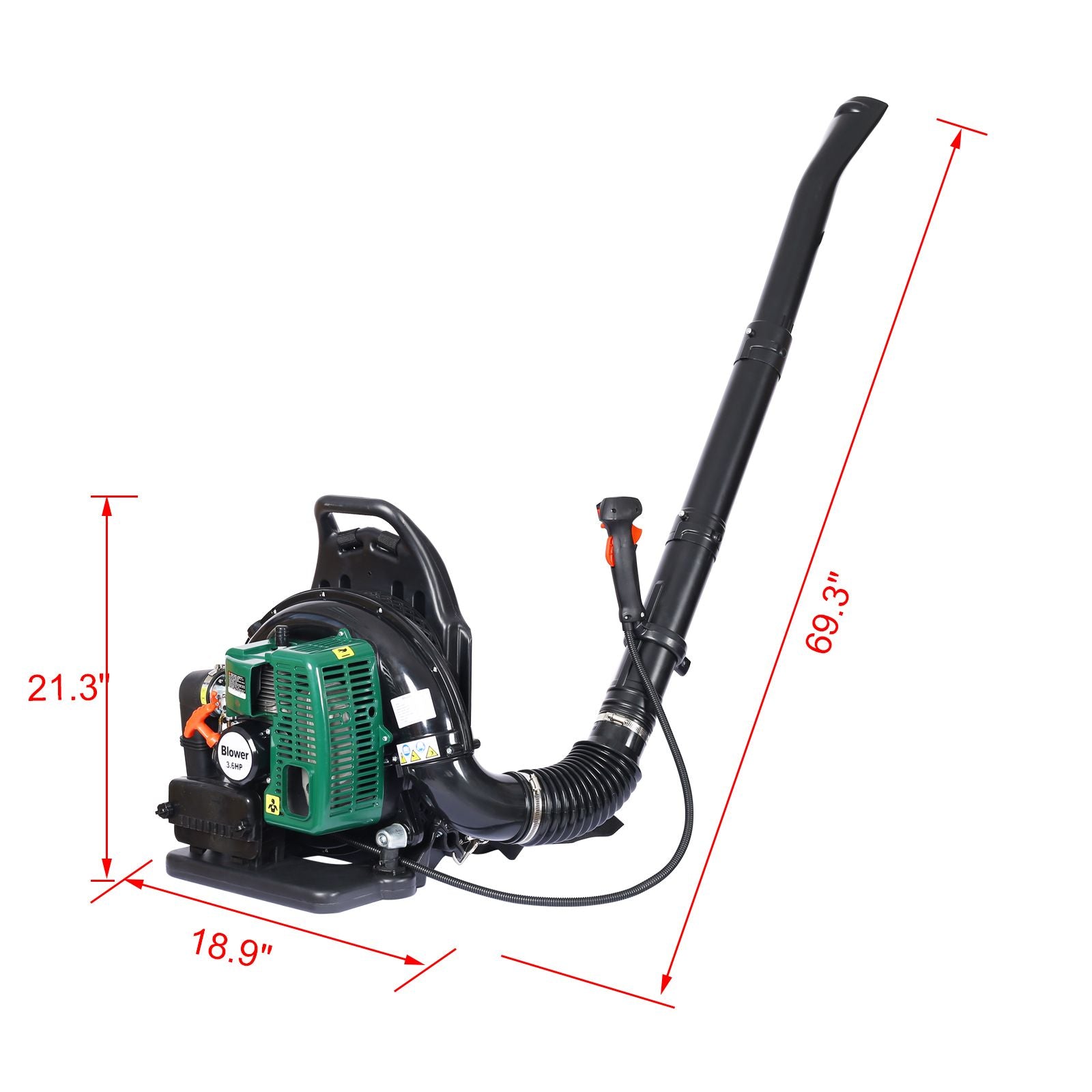 2-STROKE BACKPACK LEAF BLOWER,GAS 63.3cc,3.6HP 750CFM Doba