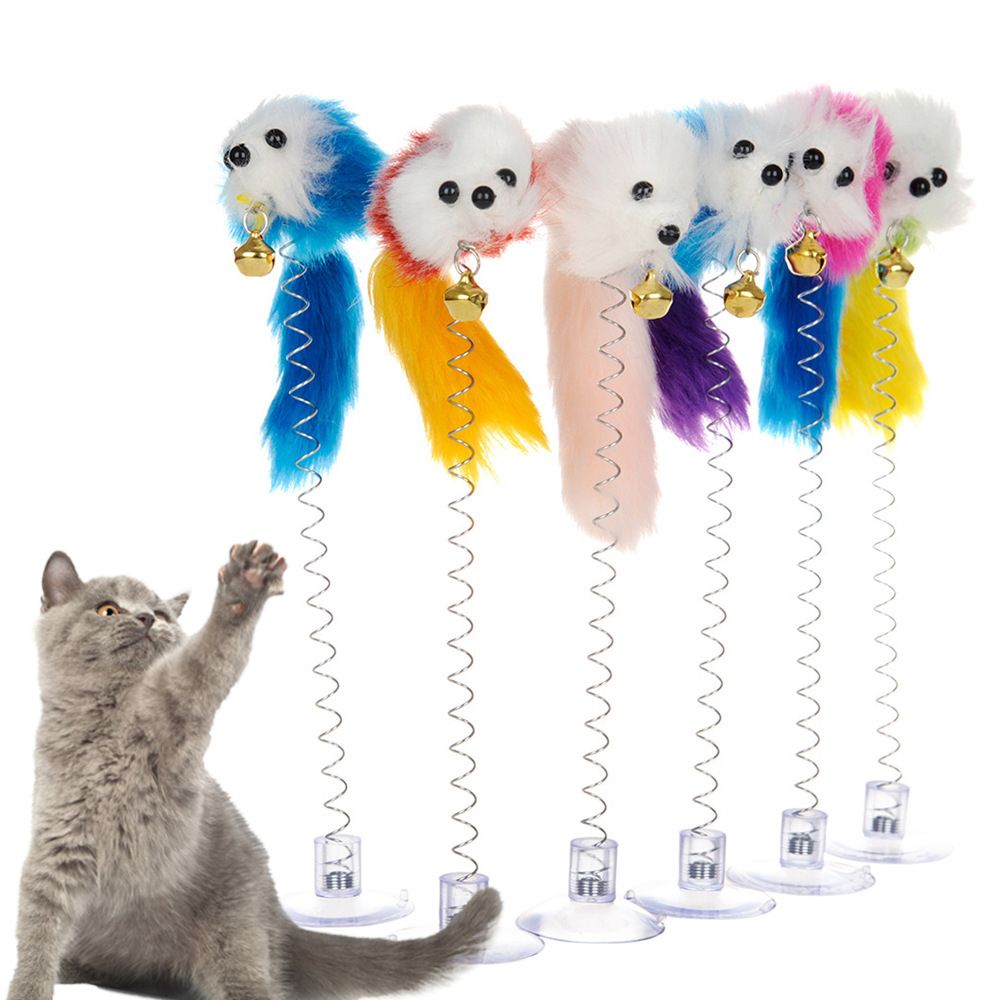 Interactive Feather Teaser Rod with Mini Bell - Cartoon Mouse Cat Toy for Engaging Play Doba