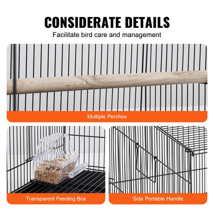 VEVOR 30-Inch Spacious Metal Bird Cage for Cockatiels, Parakeets, and Budgies with Rolling Stand and Easy-Clean Tray Doba