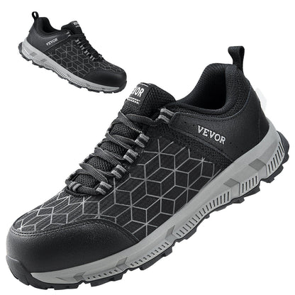 Men's Lightweight Aluminum Alloy Safety Sneakers with Steel Toe - Black Athletic Work Shoes, Size 8.5 Wide Doba