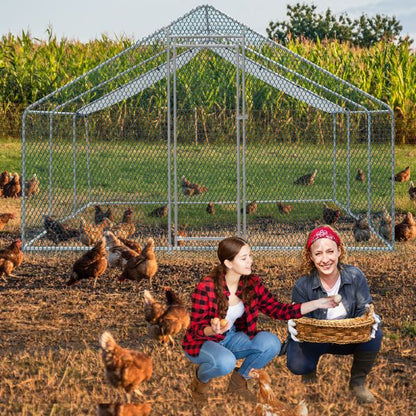 20 x 10 ft Large Metal Chicken Coop, Walk-in Poultry Cage Chicken Hen Run House with Waterproof Cover, Rabbits Cats Dogs Farm Pen for Outdoor Backyard Farm Garden Doba