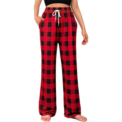 Women's Buffalo Plaid Pajama Pants Stretch Lounge Bottoms with Drawstring and Pockets Doba