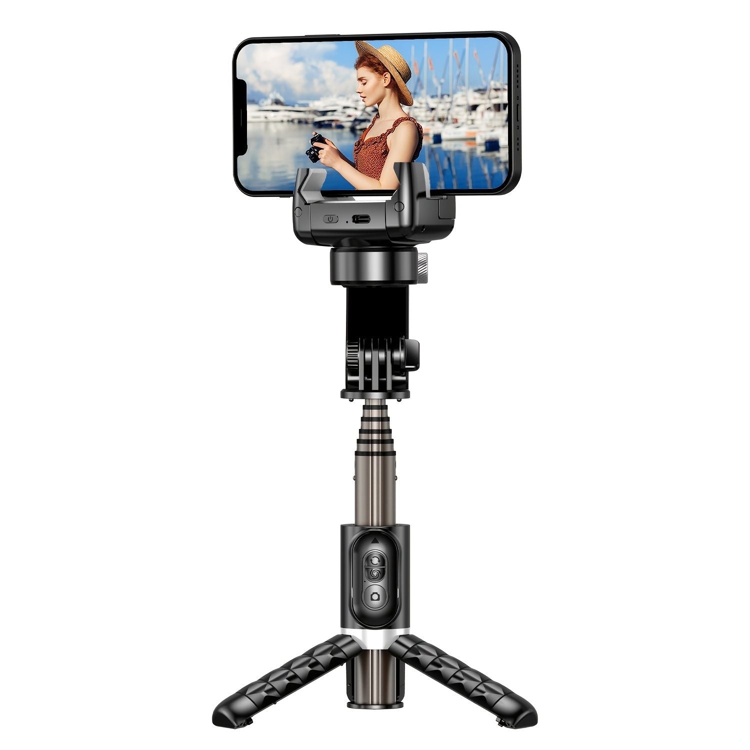 Smartphone Gimbal Stabilizer Tripod - 2 Axis Selfie Stick with 360° Rotation, Face Tracking & Extendable Design, 4-in-1 Compatible with iPhone Doba