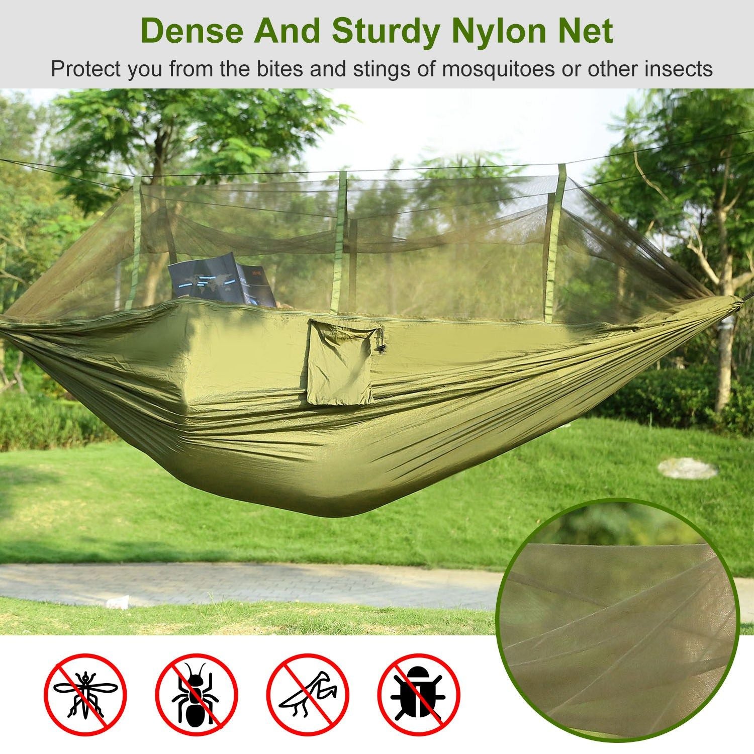 Camping Hammock with Mosquito Net, Portable Double Hammock Tent Load Two People with 2 Straps, Best for Outdoor Garden Hiking Travelable Double Hammock Tent Load Two People with 2 Straps, Best for Outdoor Garden Hiking Travel Doba