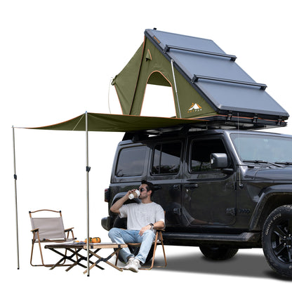 Explorer Plus Rooftop Tent Hardshell with Side Awning, Air Conditioner Outlet with Bracket, Luggage Racks&Replaceable Netting Rain Curtain, Truck Bed Tent for Camping, Pop Up SUV Roof Top Tent Doba