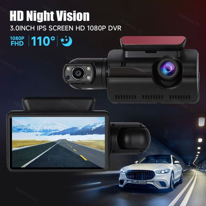 Full HD Dual Lens Car Dash Cam with G-Sensor and Night Vision for Front and Rear Recording Doba