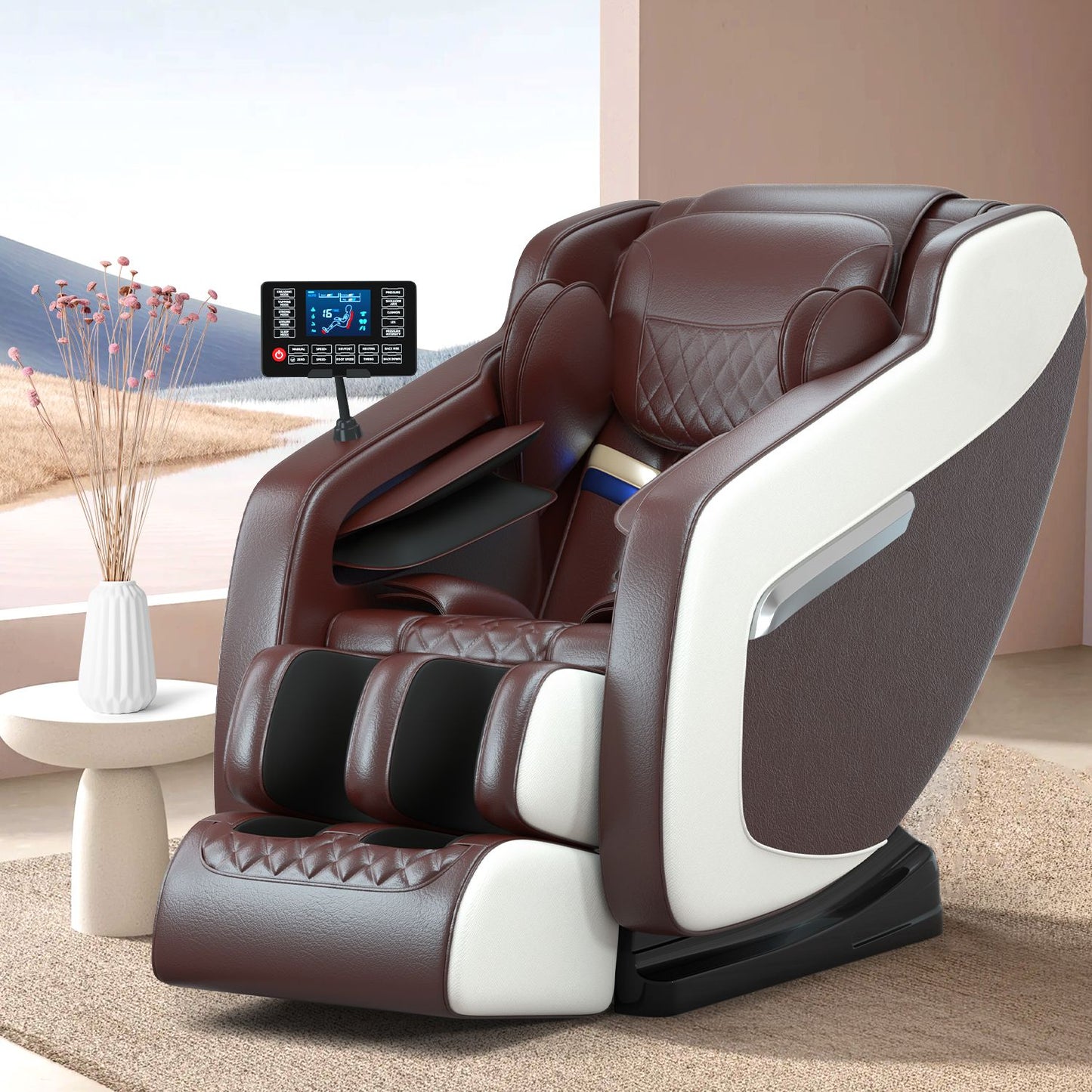 Massage chair, full body zero gravity recliner, with hip heating, foot massage and air massage system, suitable for mom/dad (pure black). Doba