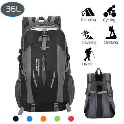 Durable 36L Waterproof Hiking Backpack with Ergonomic Design and Multiple Compartments for Travel and Outdoor Use Doba