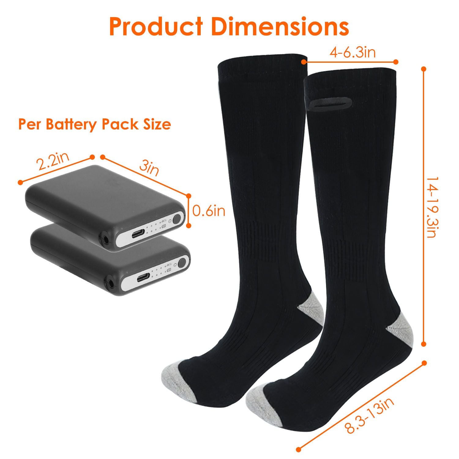 Rechargeable Electric Heated Socks for Men and Women - Battery-Powered Foot Warmers with 4 Adjustable Temperature Levels, Machine Washable for Indoor and Outdoor Use Doba