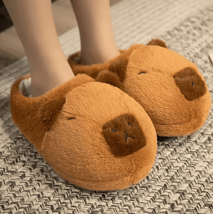 Adorable Cartoon Capybara Plush Cotton Slippers with Non-Slip Sole for Cozy Home Wear Doba