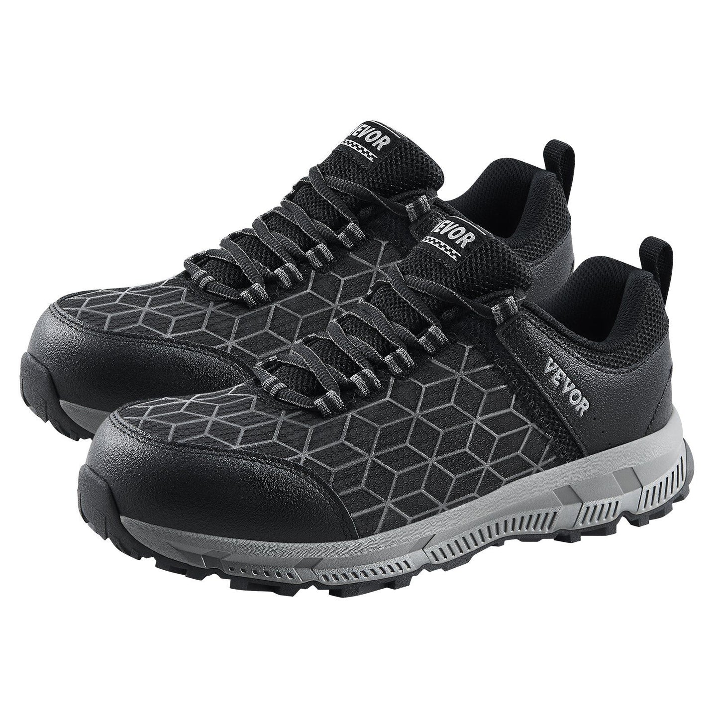 Men's Lightweight Aluminum Alloy Safety Sneakers with Steel Toe - Black Athletic Work Shoes, Size 8.5 Wide Doba