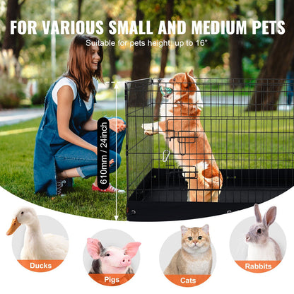 Portable 4-Panel Metal Dog Exercise Pen with Zippered Top Cover and Waterproof Base Mat