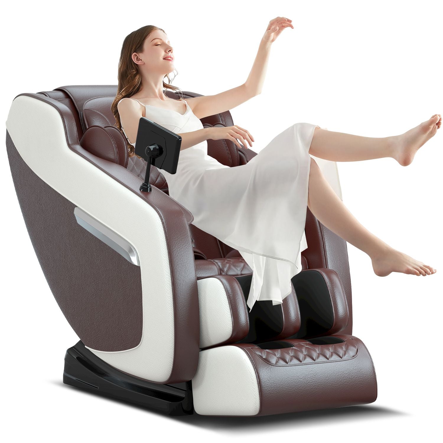 Massage chair, full body zero gravity recliner, with hip heating, foot massage and air massage system, suitable for mom/dad (pure black). Doba