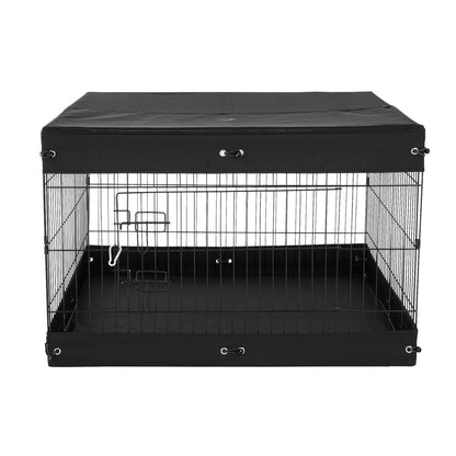 Portable 4-Panel Metal Dog Exercise Pen with Zippered Top Cover and Waterproof Base Mat