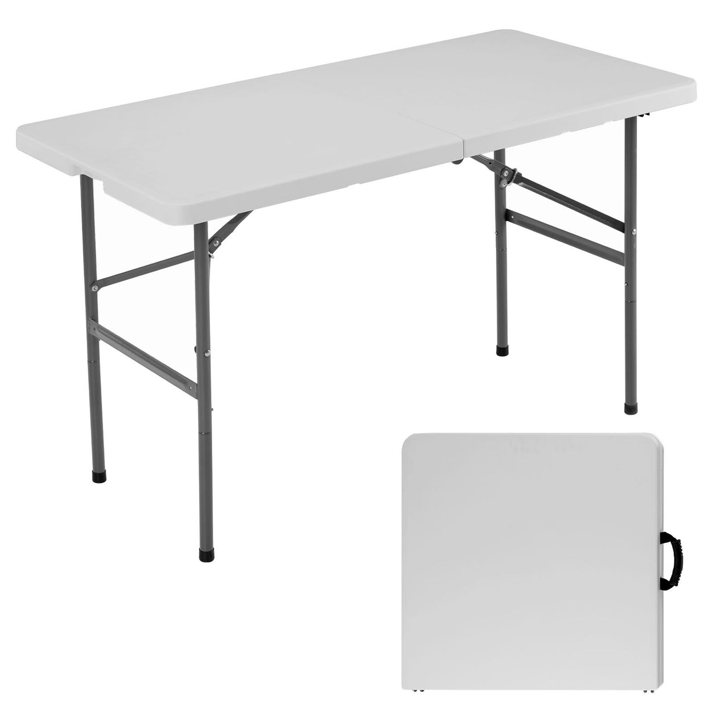 Versatile 4ft Portable Folding Table for Indoor and Outdoor Use with Carrying Handle - Ideal for Camping, Picnics, and Parties Doba