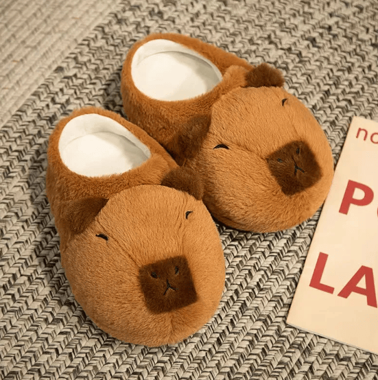 Adorable Cartoon Capybara Plush Cotton Slippers with Non-Slip Sole for Cozy Home Wear Doba