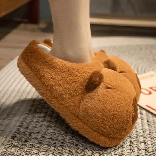 Adorable Cartoon Capybara Plush Cotton Slippers with Non-Slip Sole for Cozy Home Wear Doba