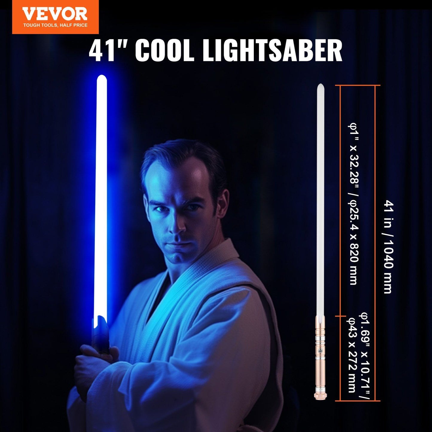 41" RGB Light-Up Dueling Lightsaber with Rechargeable Mute Sounds - 12 Color Effects