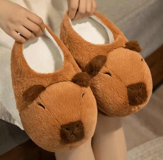 Adorable Cartoon Capybara Plush Cotton Slippers with Non-Slip Sole for Cozy Home Wear Doba