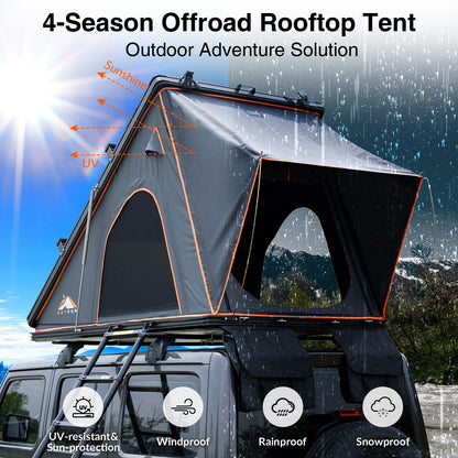 Explorer Rooftop Tent Hardshell with Luggage Racks&Replaceable Netting Rain Curtains, Truck Bed Tent for Camping, Pop Up Roof Top Tents for Truck Jeep SUV Car Van Wrangler Tacoma Doba