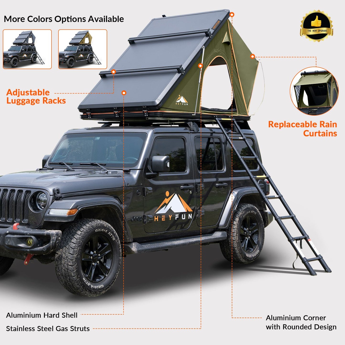 Explorer Rooftop Tent Hardshell with Luggage Racks&Replaceable Netting Rain Curtains, Truck Bed Tent for Camping, Pop Up Roof Top Tents for Truck Jeep SUV Car Van Wrangler Tacoma Doba