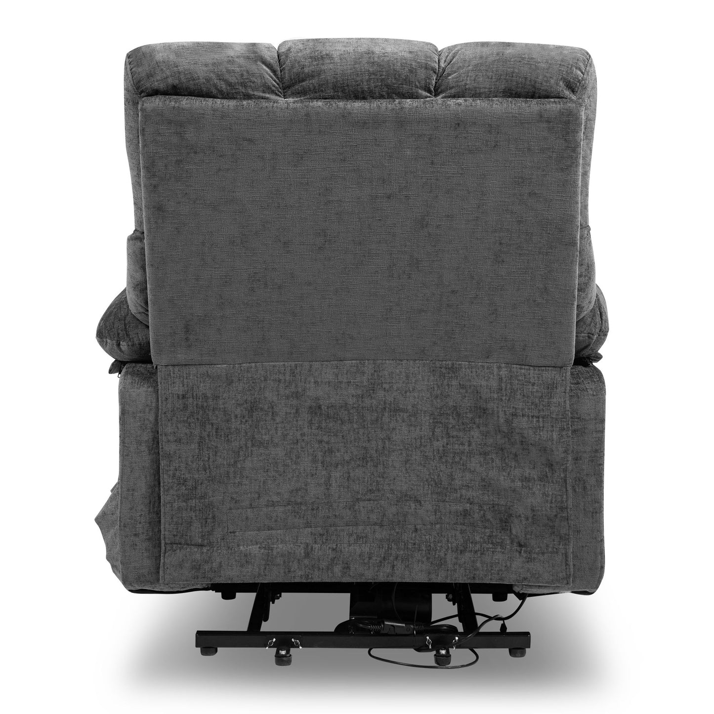 Oversized Power Lift Recliner Sofa with 8-Point Massage, Heat Function, USB Ports, and Cup Holders for Elderly - Gray Chenille Doba