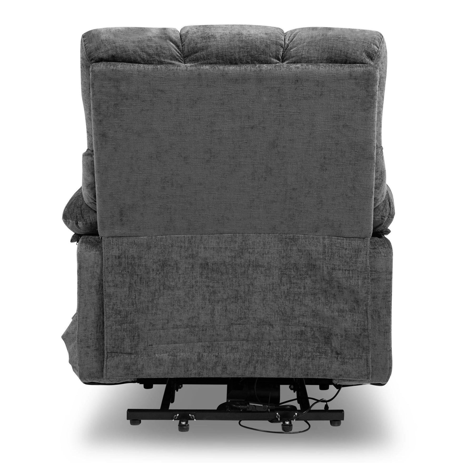 Oversized Power Lift Recliner Sofa with 8-Point Massage, Heat Function, USB Ports, and Cup Holders for Elderly - Gray Chenille Doba