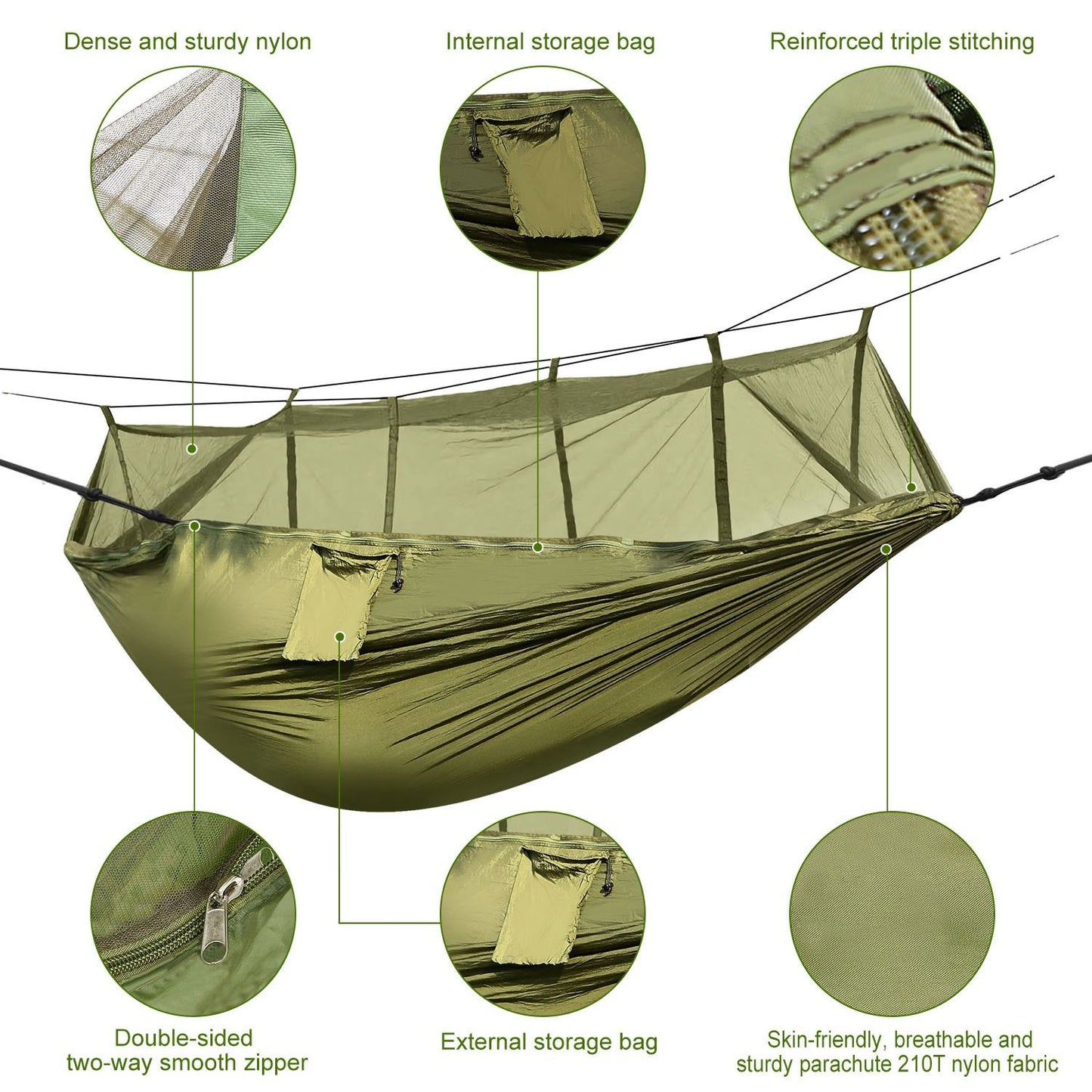 Camping Hammock with Mosquito Net, Portable Double Hammock Tent Load Two People with 2 Straps, Best for Outdoor Garden Hiking Travelable Double Hammock Tent Load Two People with 2 Straps, Best for Outdoor Garden Hiking Travel Doba