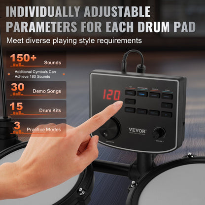 VEVOR Portable Electronic Drum Kit with 150+ Sounds for Beginners & Professionals Doba