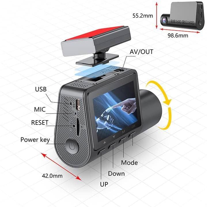 2-Channel 2K QHD +1080p Dash Cam with GPS, 140° Wide Angle, Super Night Vision, and 24-Hour Parking Monitoring Doba