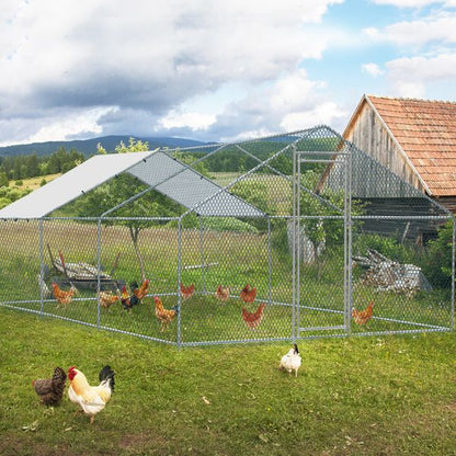 20 x 10 ft Large Metal Chicken Coop, Walk-in Poultry Cage Chicken Hen Run House with Waterproof Cover, Rabbits Cats Dogs Farm Pen for Outdoor Backyard Farm Garden Doba