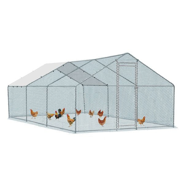 20 x 10 ft Large Metal Chicken Coop, Walk-in Poultry Cage Chicken Hen Run House with Waterproof Cover, Rabbits Cats Dogs Farm Pen for Outdoor Backyard Farm Garden Doba