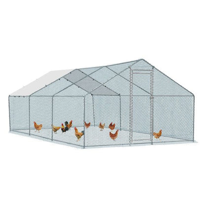 20 x 10 ft Large Metal Chicken Coop, Walk-in Poultry Cage Chicken Hen Run House with Waterproof Cover, Rabbits Cats Dogs Farm Pen for Outdoor Backyard Farm Garden Doba